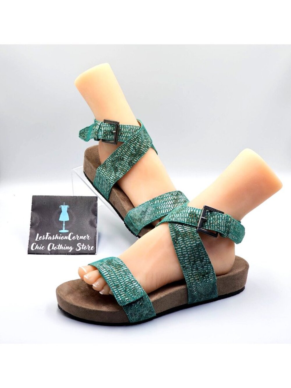 NWOB Revitalign Women's Green Lizard Swell Comfort Strap Sandal Sz 10 2461 - Picture 5 of 16